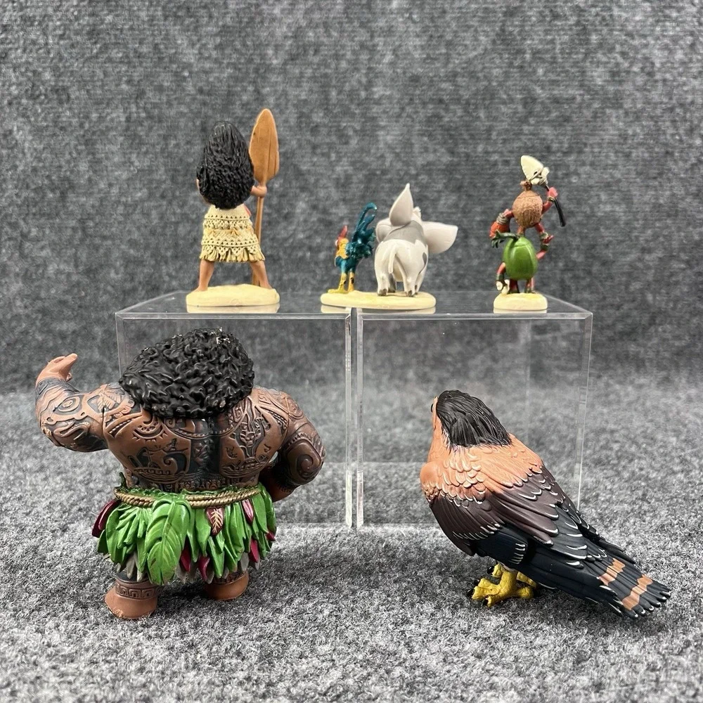 Disney Moana Figure Playset 5 Piece Set - Cake Toppers Maui Heihei Pua Kakamora
